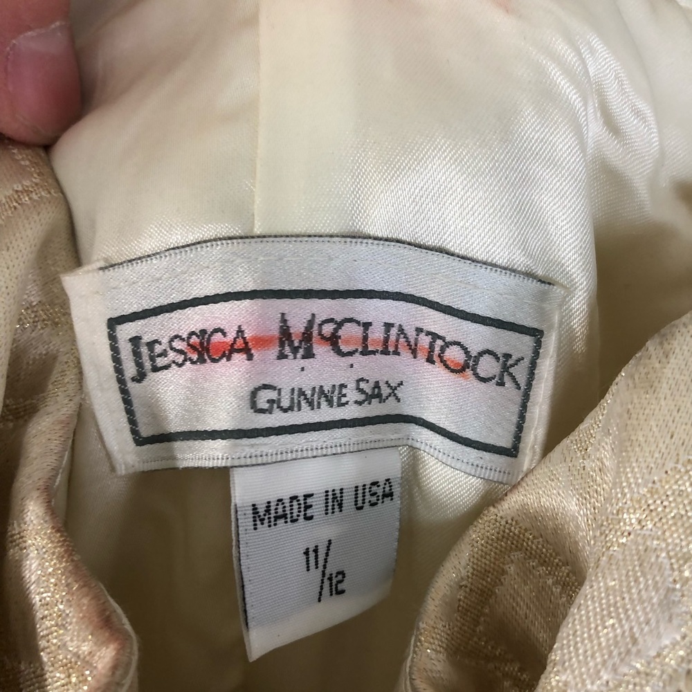 Gunne Sax Jessica McClintock Light Gold Sparkle Princess Renaissance Maxi Dress - Picture 8 of 17